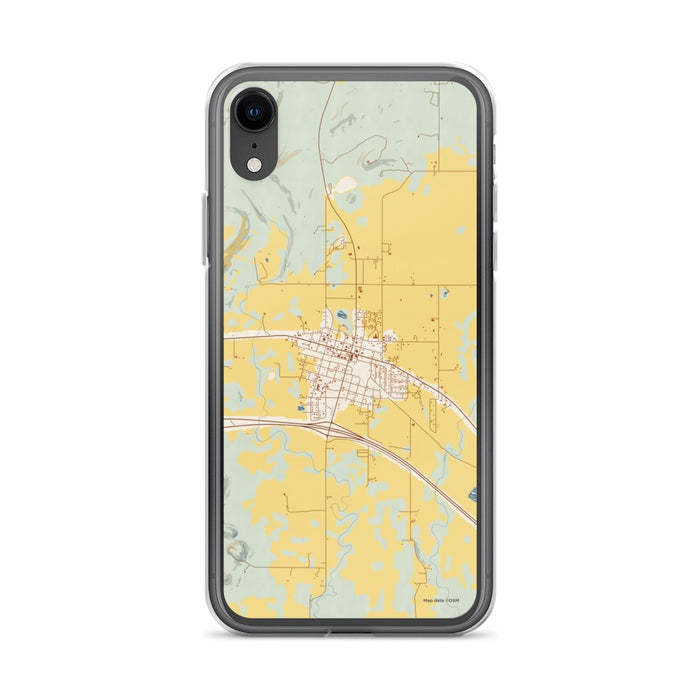 Custom iPhone XR Vian Oklahoma Map Phone Case in Woodblock
