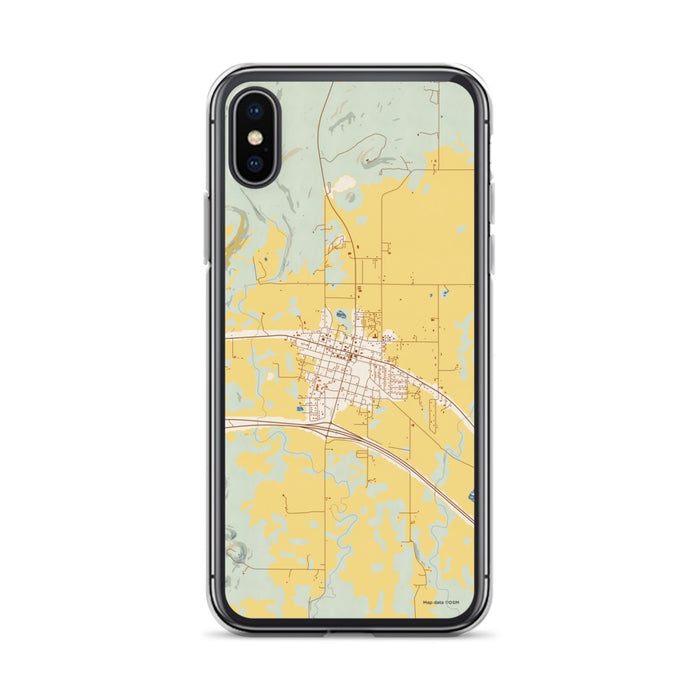 Custom iPhone X/XS Vian Oklahoma Map Phone Case in Woodblock