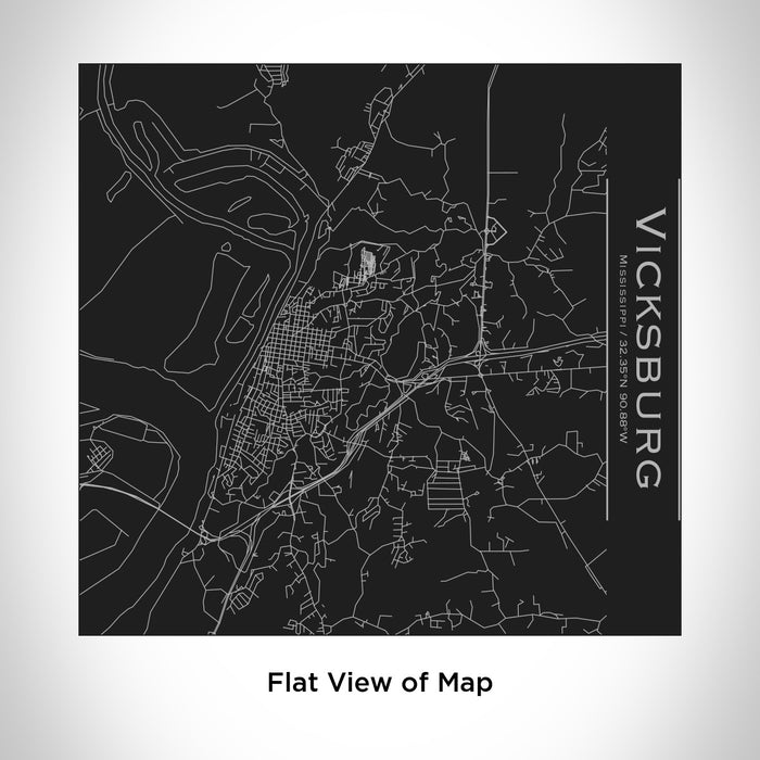 Rendered View of Vicksburg Mississippi Map Engraving on 17oz Stainless Steel Insulated Tumbler in Black