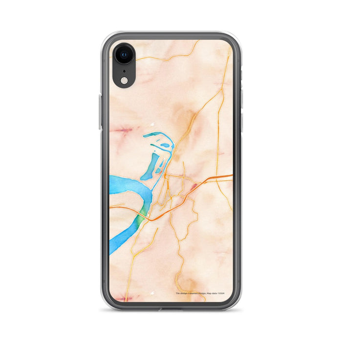 Custom iPhone XR Vicksburg Mississippi Map Phone Case in Watercolor