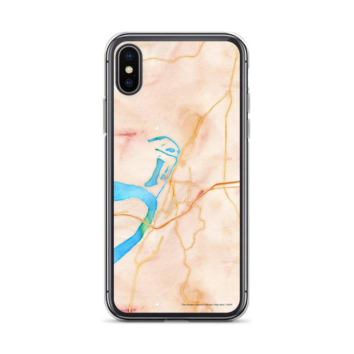 Custom iPhone X/XS Vicksburg Mississippi Map Phone Case in Watercolor