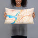 Person holding 20x12 Custom Vicksburg Mississippi Map Throw Pillow in Watercolor