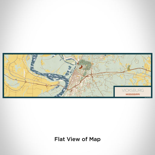 Flat View of Map Custom Vicksburg Mississippi Map Enamel Mug in Woodblock