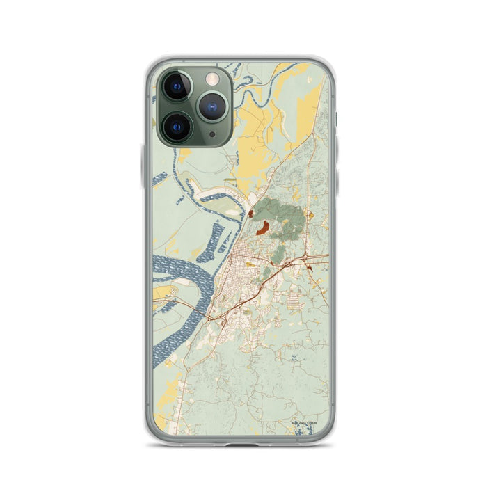 Custom iPhone 11 Pro Vicksburg Mississippi Map Phone Case in Woodblock