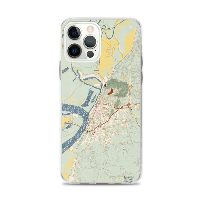 Custom iPhone 12 Pro Max Vicksburg Mississippi Map Phone Case in Woodblock