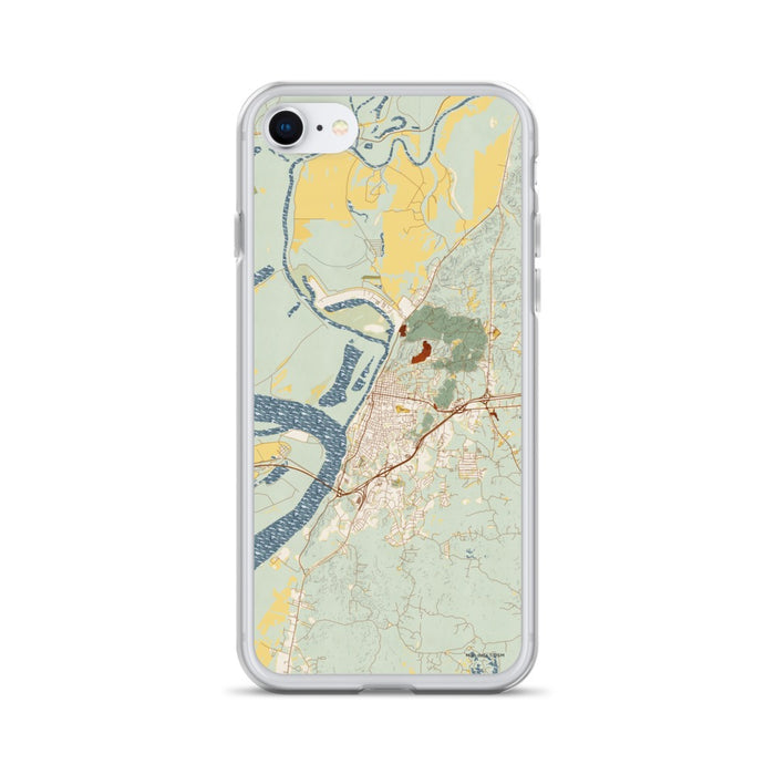 Custom iPhone SE Vicksburg Mississippi Map Phone Case in Woodblock