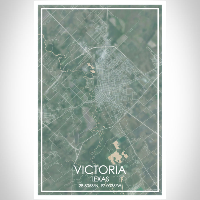 Victoria Texas Map Print Portrait Orientation in Afternoon Style With Shaded Background