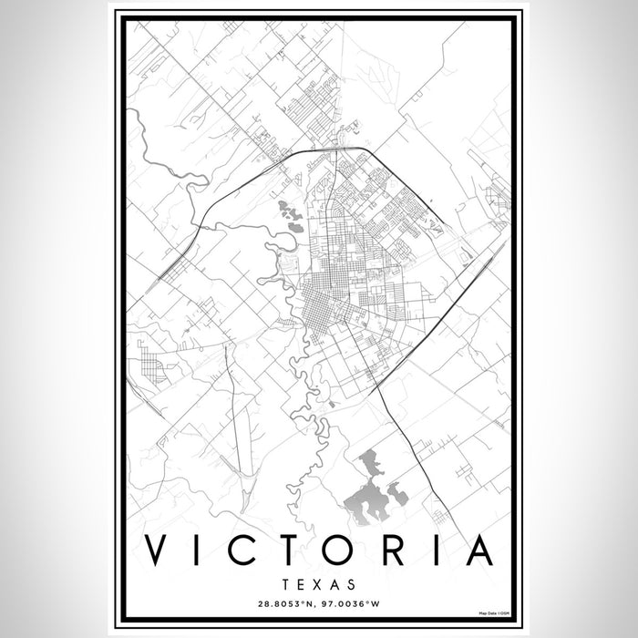 Victoria Texas Map Print Portrait Orientation in Classic Style With Shaded Background