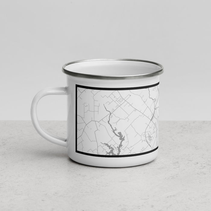 Left View Custom Victoria Texas Map Enamel Mug in Classic
