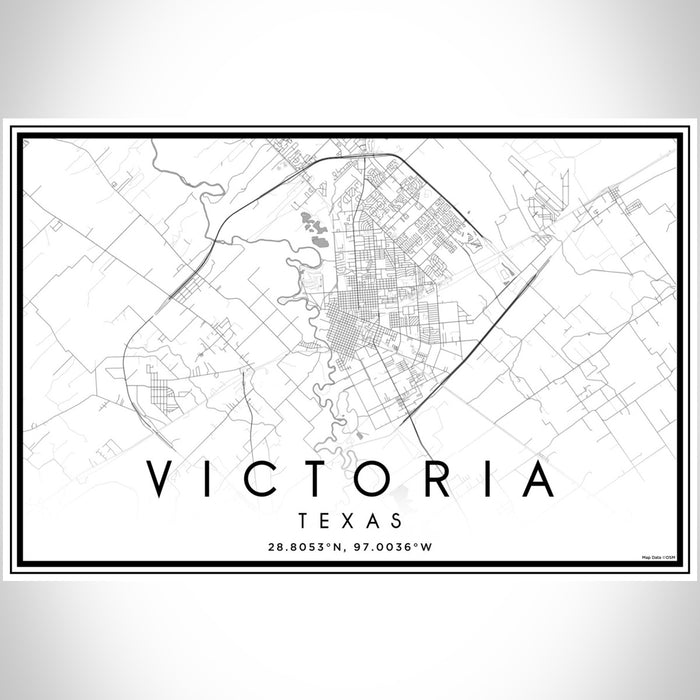 Victoria Texas Map Print Landscape Orientation in Classic Style With Shaded Background