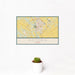 12x18 Victoria Texas Map Print Landscape Orientation in Woodblock Style With Small Cactus Plant in White Planter