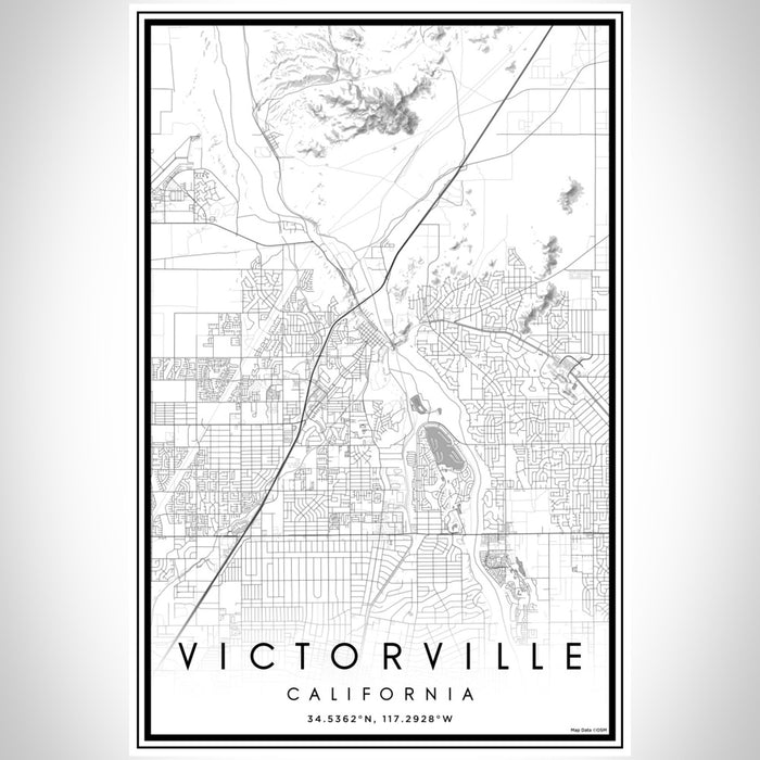 Victorville California Map Print Portrait Orientation in Classic Style With Shaded Background