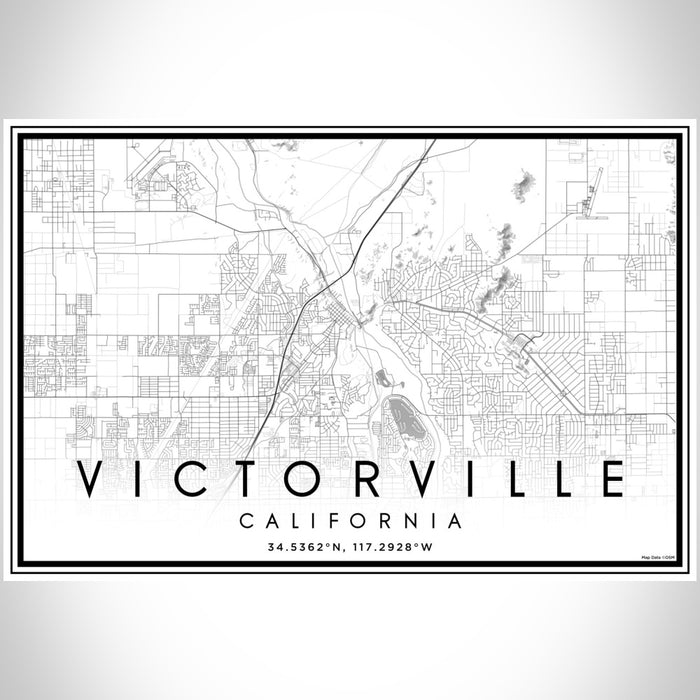 Victorville California Map Print Landscape Orientation in Classic Style With Shaded Background