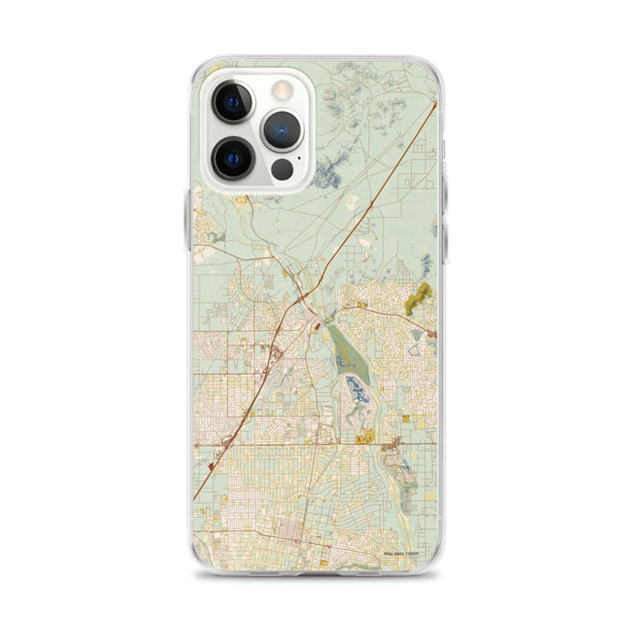 Custom Victorville California Map iPhone 12 Pro Max Phone Case in Woodblock