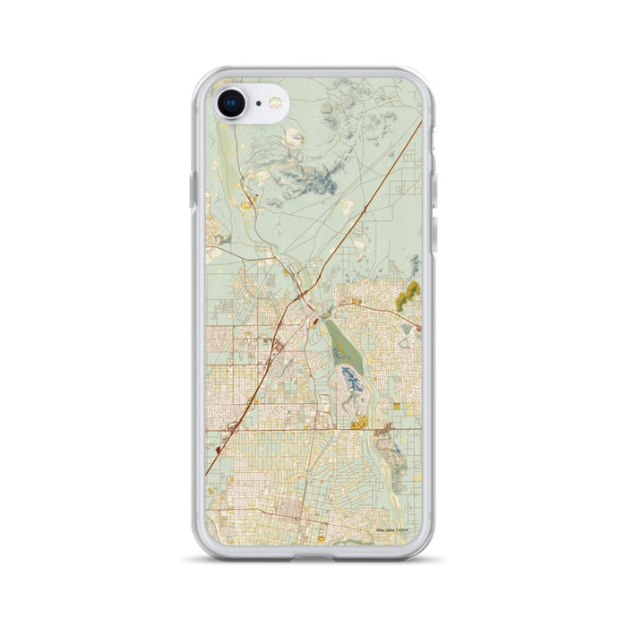 Custom Victorville California Map iPhone SE Phone Case in Woodblock