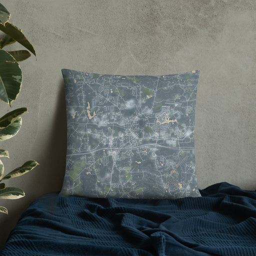 Custom Villa Rica Georgia Map Throw Pillow in Afternoon on Bedding Against Wall