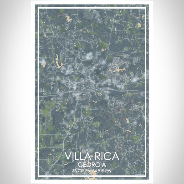 Villa Rica Georgia Map Print Portrait Orientation in Afternoon Style With Shaded Background