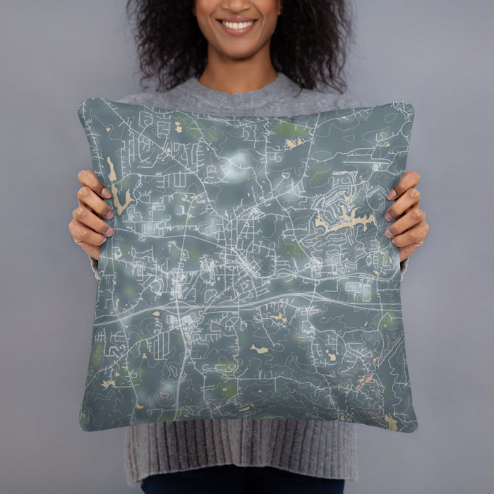Person holding 18x18 Custom Villa Rica Georgia Map Throw Pillow in Afternoon