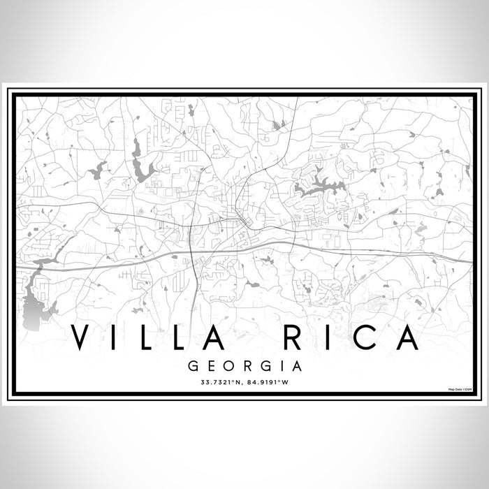 Villa Rica Georgia Map Print Landscape Orientation in Classic Style With Shaded Background
