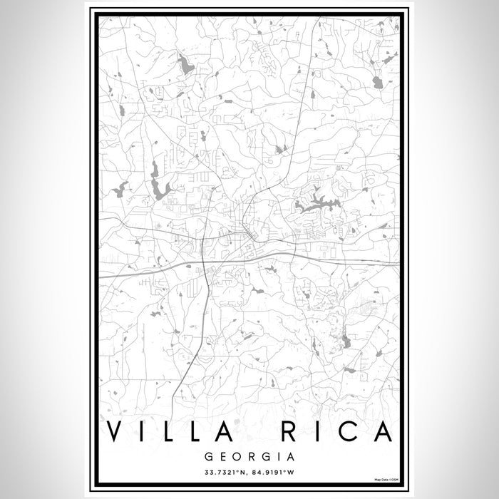 Villa Rica Georgia Map Print Portrait Orientation in Classic Style With Shaded Background