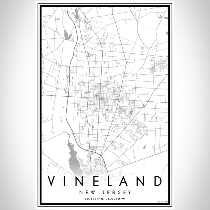 Vineland New Jersey Map Print Portrait Orientation in Classic Style With Shaded Background