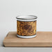Front View Custom Vineland New Jersey Map Enamel Mug in Ember on Cutting Board