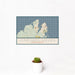 12x18 Vineyard Haven Massachusetts Map Print Landscape Orientation in Woodblock Style With Small Cactus Plant in White Planter