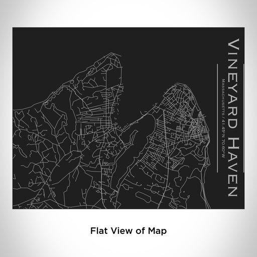 Rendered View of Vineyard Haven Massachusetts Map Engraving on 20oz Stainless Steel Insulated Bottle with Bamboo Top in Black