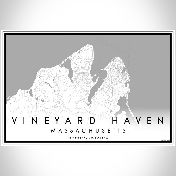 Vineyard Haven Massachusetts Map Print Landscape Orientation in Classic Style With Shaded Background