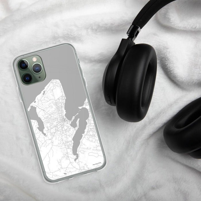 Custom Vineyard Haven Massachusetts Map Phone Case in Classic on Table with Black Headphones