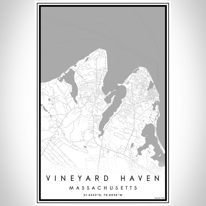 Vineyard Haven Massachusetts Map Print Portrait Orientation in Classic Style With Shaded Background