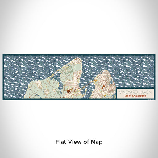 Flat View of Map Custom Vineyard Haven Massachusetts Map Enamel Mug in Woodblock