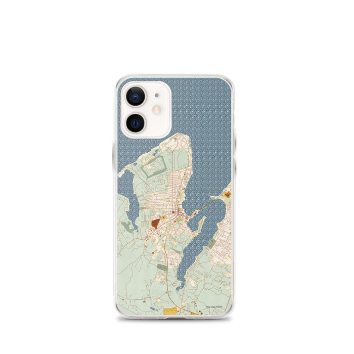 Custom iPhone 12 mini Vineyard Haven Massachusetts Map Phone Case in Woodblock