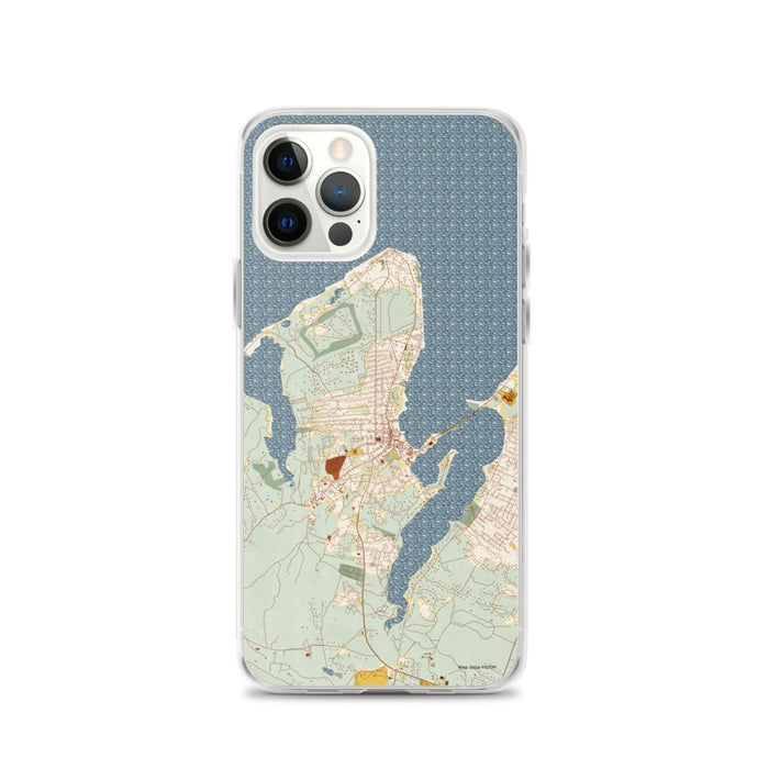 Custom iPhone 12 Pro Vineyard Haven Massachusetts Map Phone Case in Woodblock
