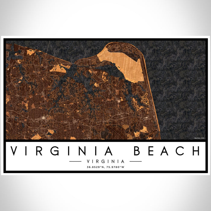 Virginia Beach Virginia Map Print Landscape Orientation in Ember Style With Shaded Background