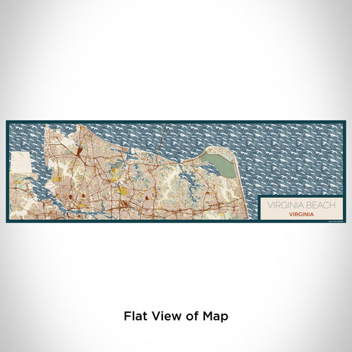 Flat View of Map Custom Virginia Beach Virginia Map Enamel Mug in Woodblock