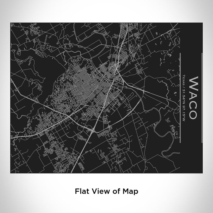 Rendered View of Waco Texas Map Engraving on 20oz Stainless Steel Insulated Bottle with Bamboo Top in Black