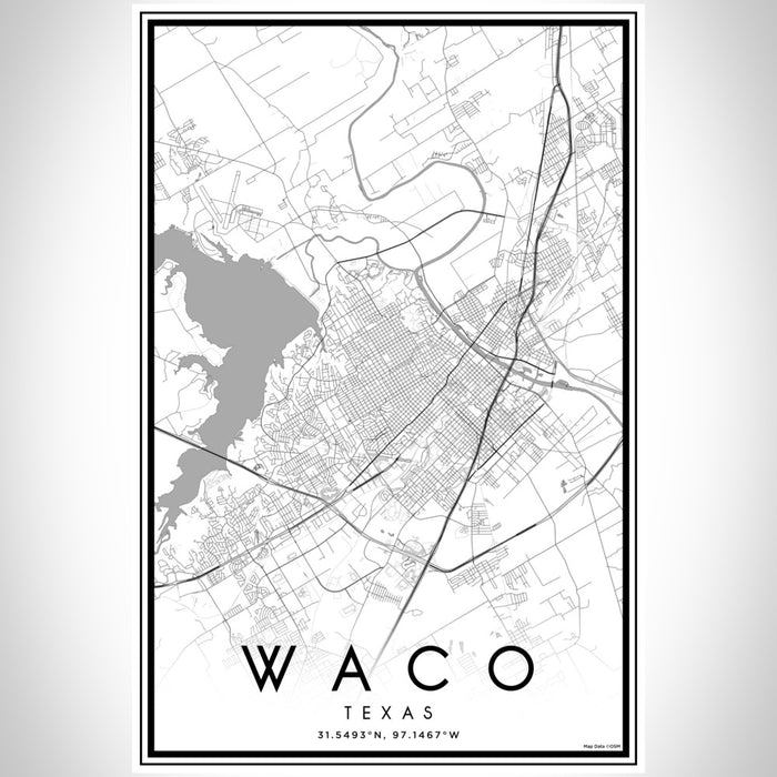 Waco Texas Map Print Portrait Orientation in Classic Style With Shaded Background