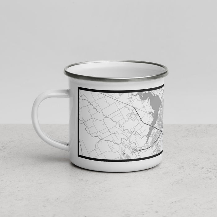 Left View Custom Waco Texas Map Enamel Mug in Classic