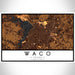 Waco Texas Map Print Landscape Orientation in Ember Style With Shaded Background