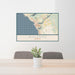 24x36 Waianae Hawaii Map Print Lanscape Orientation in Woodblock Style Behind 2 Chairs Table and Potted Plant