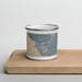 Front View Custom Waianae Hawaii Map Enamel Mug in Afternoon on Cutting Board