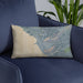 Custom Waianae Hawaii Map Throw Pillow in Afternoon on Blue Colored Chair