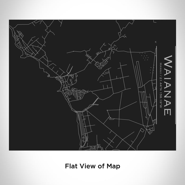 Rendered View of Waianae Hawaii Map Engraving on 20oz Stainless Steel Insulated Bottle with Bamboo Top in Black
