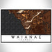 Waianae Hawaii Map Print Landscape Orientation in Ember Style With Shaded Background