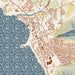 Waianae Hawaii Map Print in Woodblock Style Zoomed In Close Up Showing Details