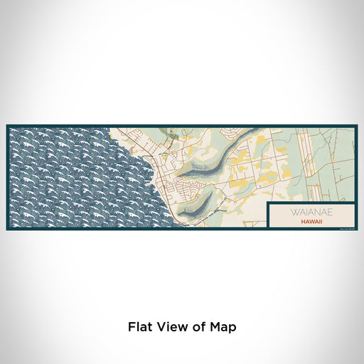 Flat View of Map Custom Waianae Hawaii Map Enamel Mug in Woodblock