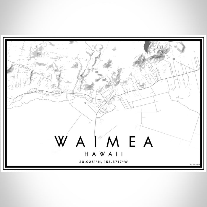 Waimea Hawaii Map Print Landscape Orientation in Classic Style With Shaded Background