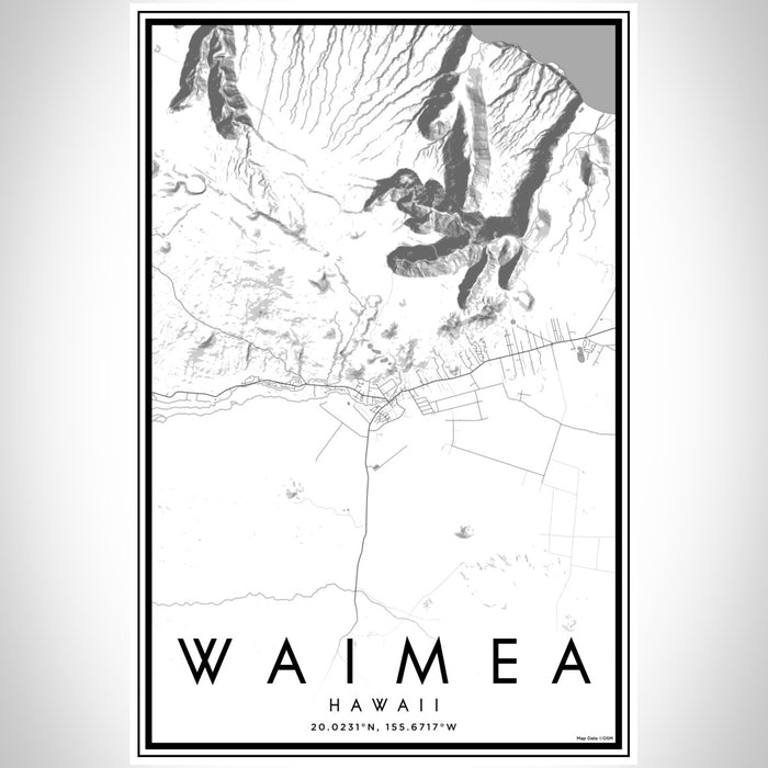 Waimea Hawaii Map Print Portrait Orientation in Classic Style With Shaded Background