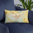 Custom Waimea Hawaii Map Throw Pillow in Woodblock on Blue Colored Chair